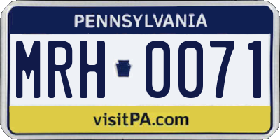 PA license plate MRH0071