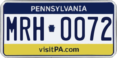 PA license plate MRH0072