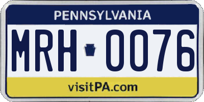 PA license plate MRH0076