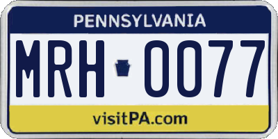 PA license plate MRH0077