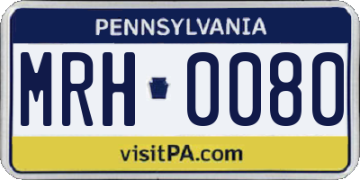 PA license plate MRH0080