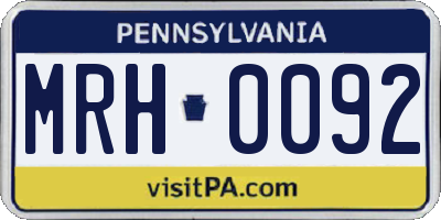 PA license plate MRH0092