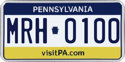 PA license plate MRH0100