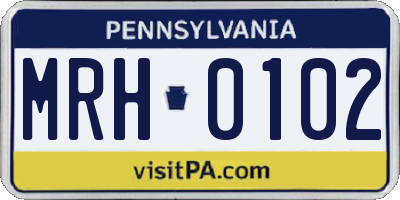PA license plate MRH0102