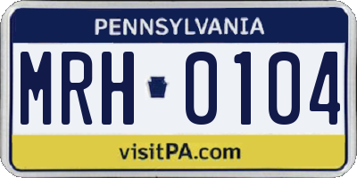 PA license plate MRH0104