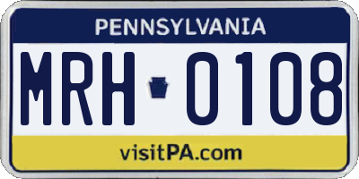 PA license plate MRH0108