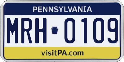 PA license plate MRH0109