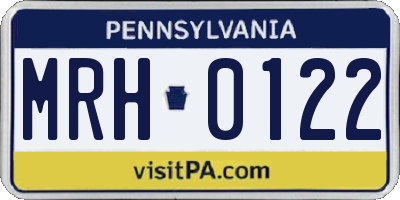 PA license plate MRH0122