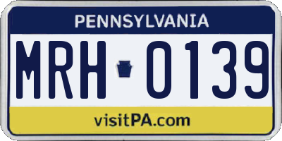 PA license plate MRH0139