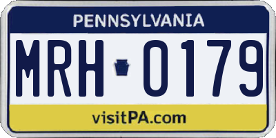PA license plate MRH0179