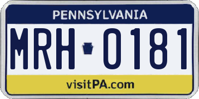 PA license plate MRH0181