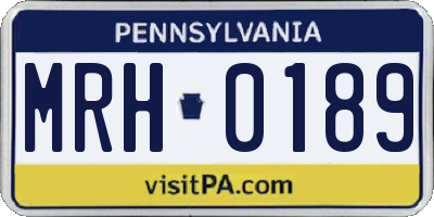 PA license plate MRH0189