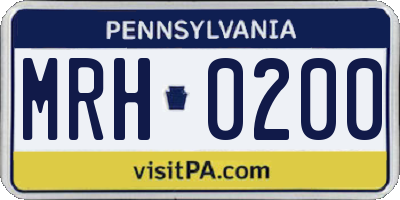 PA license plate MRH0200