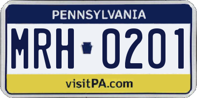 PA license plate MRH0201