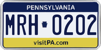 PA license plate MRH0202