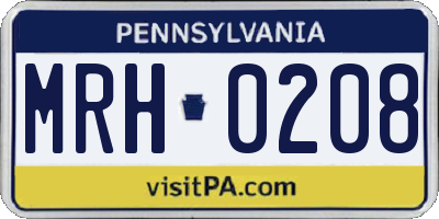 PA license plate MRH0208
