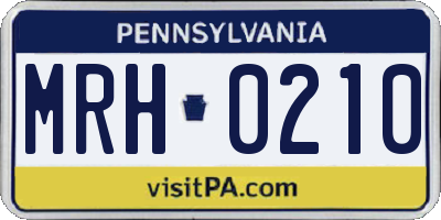 PA license plate MRH0210