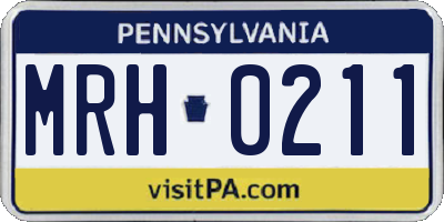 PA license plate MRH0211