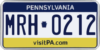 PA license plate MRH0212