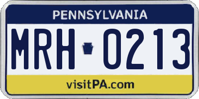 PA license plate MRH0213