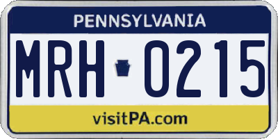 PA license plate MRH0215