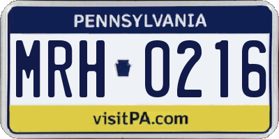 PA license plate MRH0216