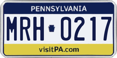 PA license plate MRH0217