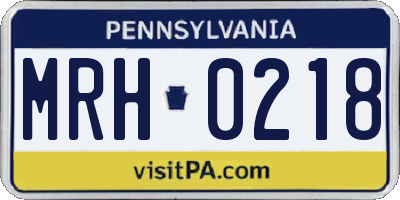 PA license plate MRH0218