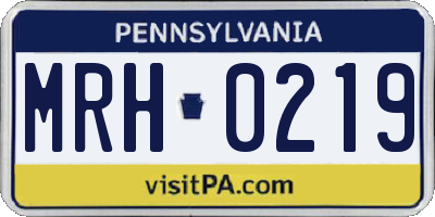 PA license plate MRH0219