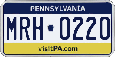PA license plate MRH0220
