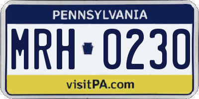 PA license plate MRH0230