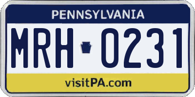 PA license plate MRH0231