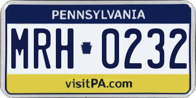 PA license plate MRH0232