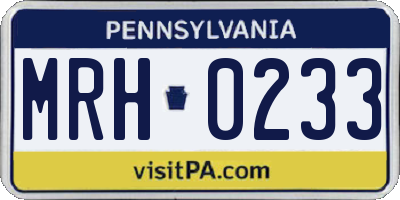 PA license plate MRH0233