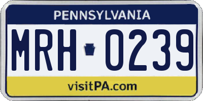 PA license plate MRH0239