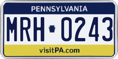PA license plate MRH0243