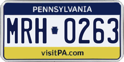 PA license plate MRH0263