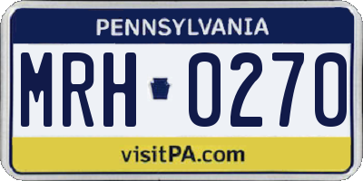 PA license plate MRH0270