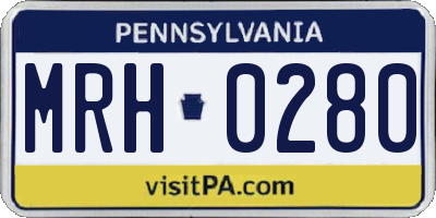 PA license plate MRH0280