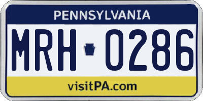 PA license plate MRH0286