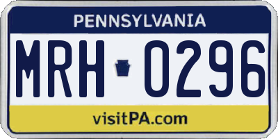 PA license plate MRH0296