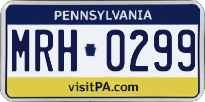 PA license plate MRH0299