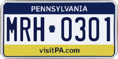 PA license plate MRH0301
