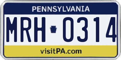 PA license plate MRH0314
