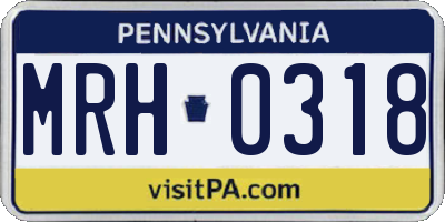 PA license plate MRH0318