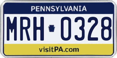PA license plate MRH0328