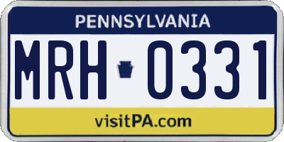 PA license plate MRH0331
