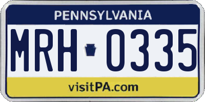 PA license plate MRH0335