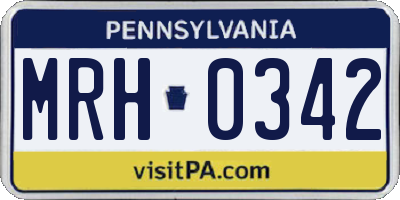 PA license plate MRH0342