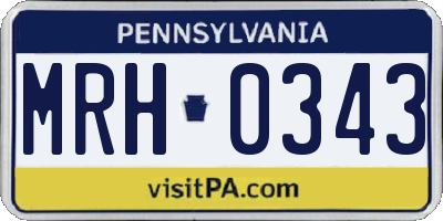 PA license plate MRH0343